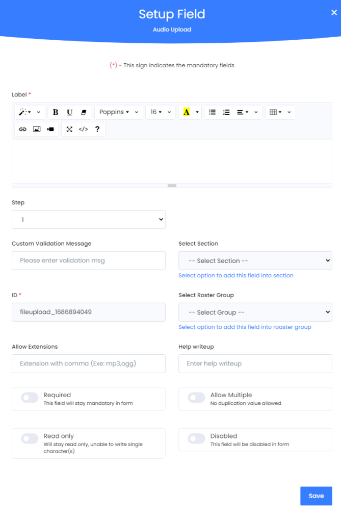 Mastersurvey.ai - Help - Media Option - Audio Upload