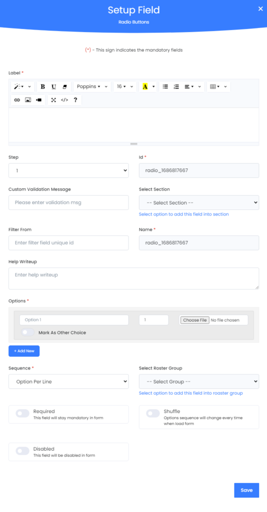 Mastersurvey.ai - Help - Choices Option - Radio Buttons