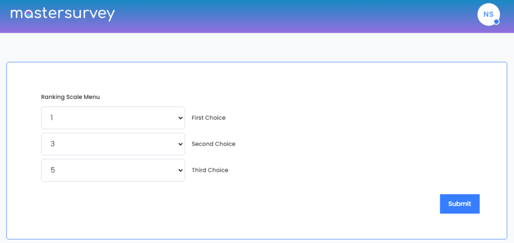 Mastersurvey.ai - Help - Choices Option - Ranking Scale Output