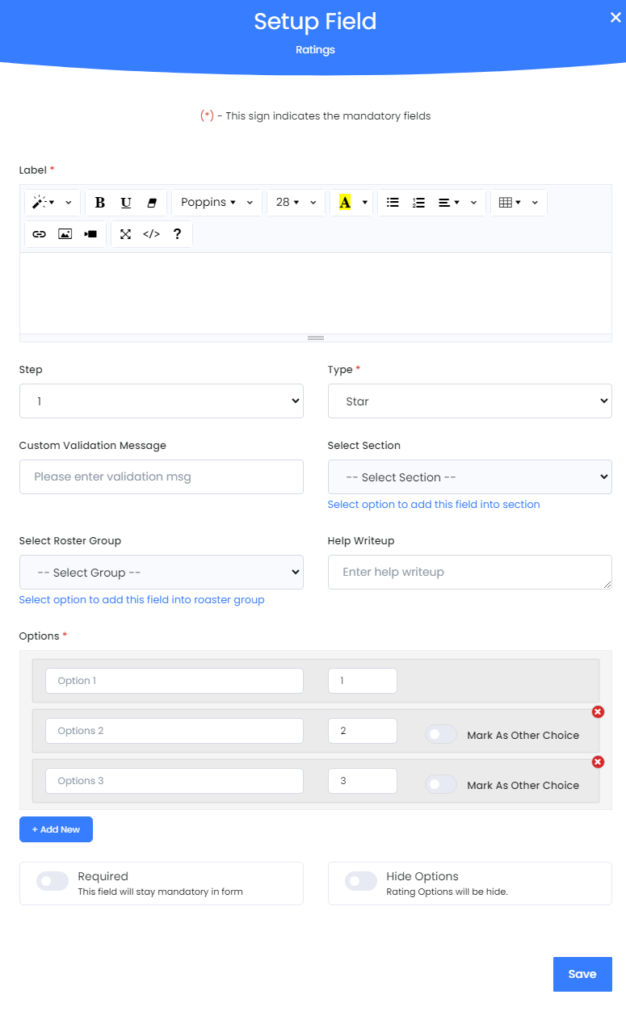 Mastersurvey.ai - Help - Choices Option - Ratings